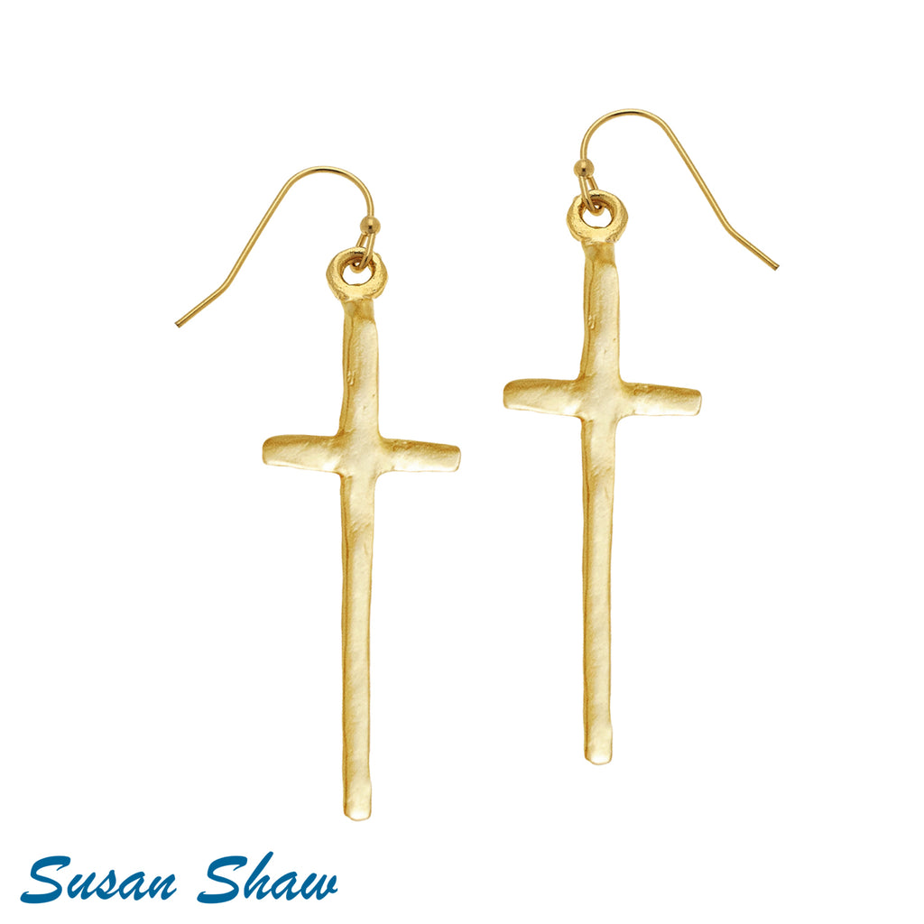 Susan Shaw - Tall Cross Earrings