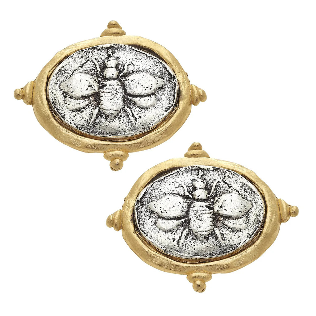 Susan Shaw - Mixed Metal Bee Intaglio Studs