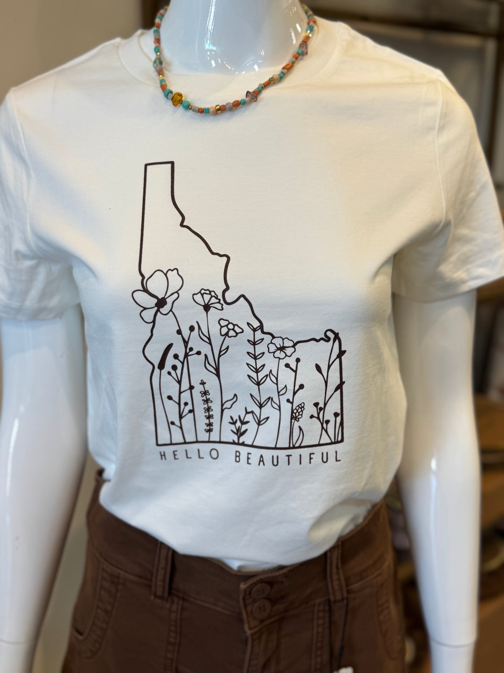 Hello Beauty Full - Idaho Crew Neck T-Shirt / Ivory