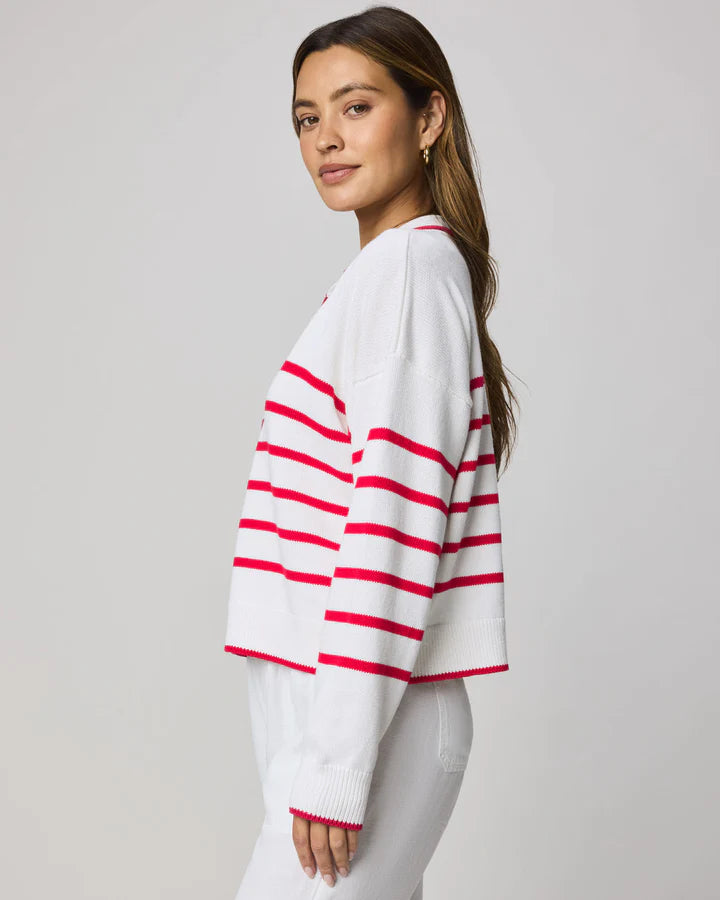 Splendid - Arden Striped Polo Sweater / White and Rouge