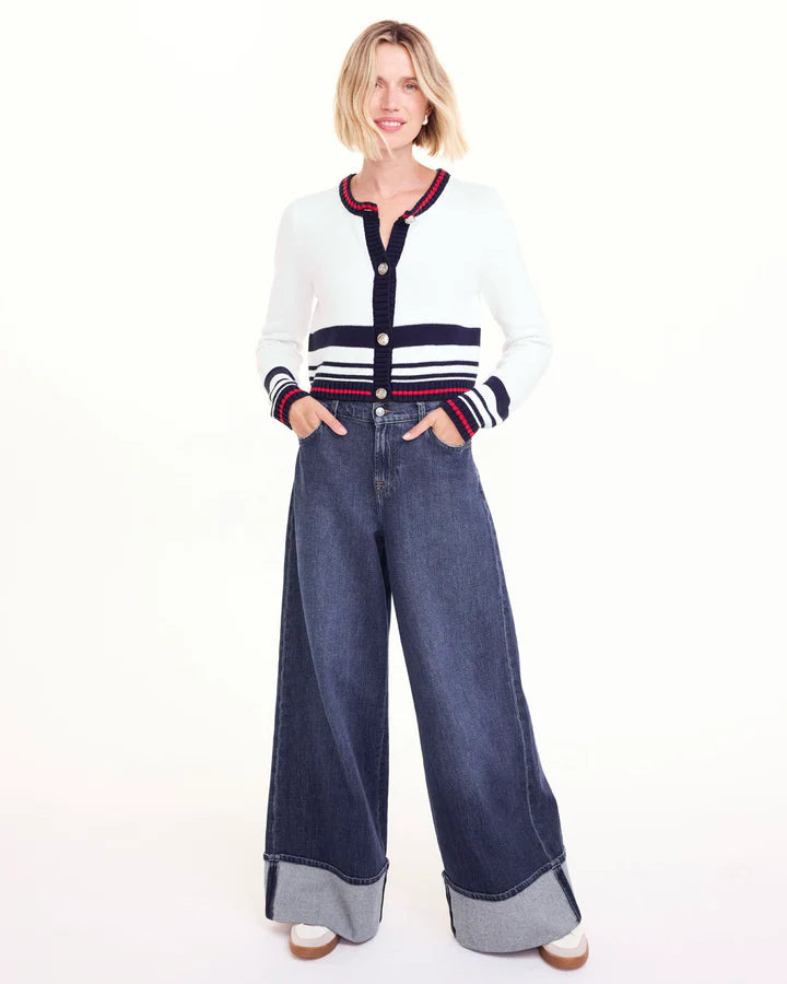 Splendid - Sailor Stripe Cardigan / White, Navy and Rouge