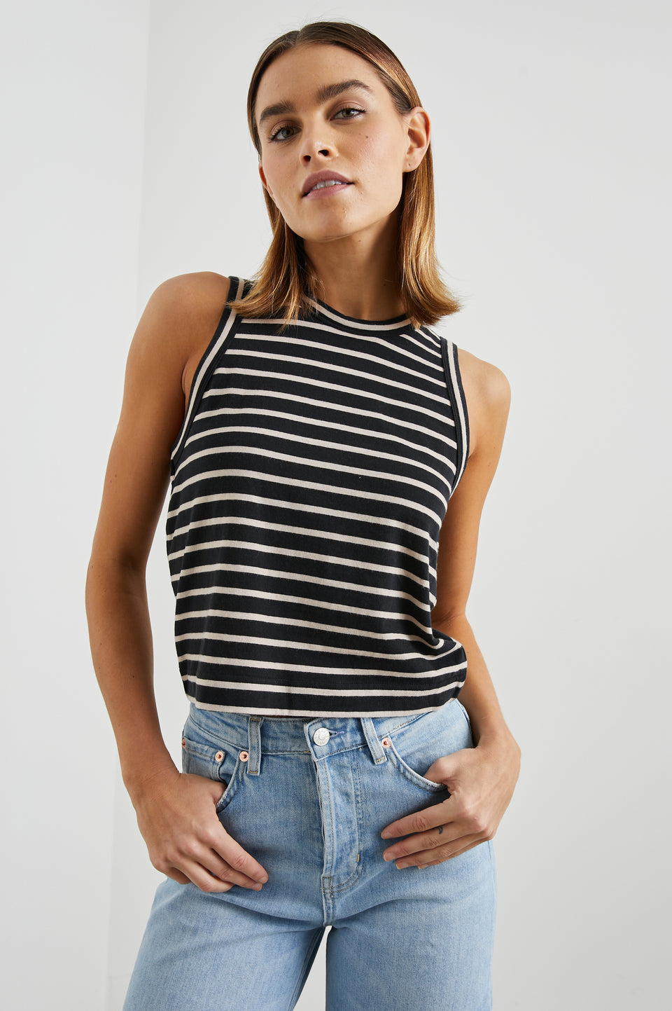 Rails - Boxy Tank / Black Ivory Stripe / FINAL SALE