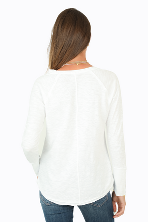 Dylan - Shane Raw Edge Raglan With Snap Cuff / Jade / Vintage White