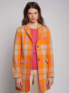 Vilagallo - Oxford Coat / Neon Pink Orange Check