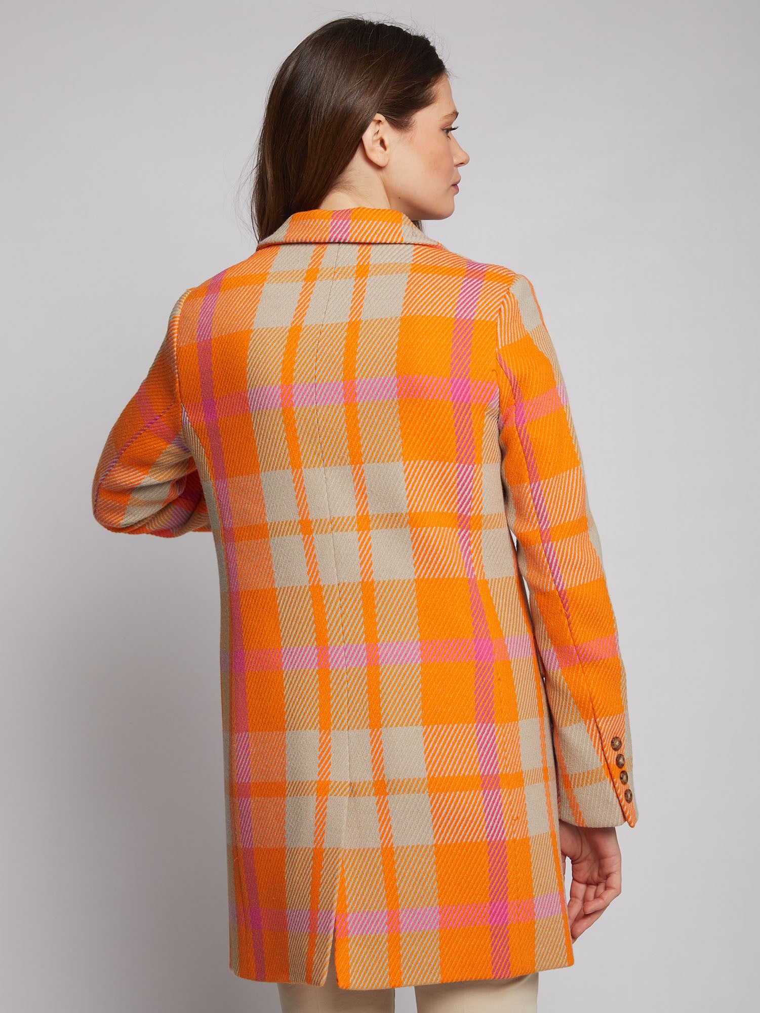 Vilagallo - Oxford Coat / Neon Pink Orange Check