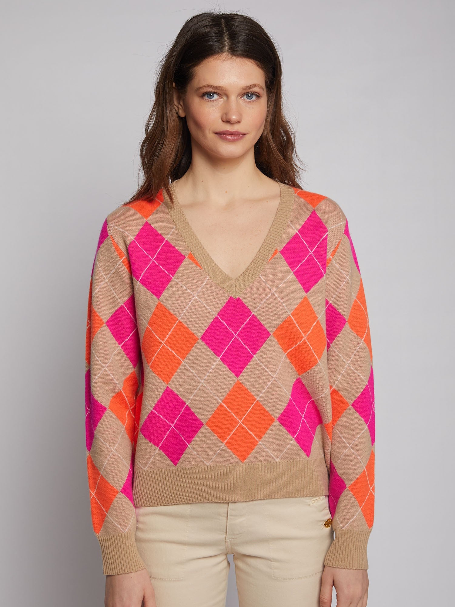 Vilagallo - Argyle Pullover Sweater / Beige