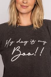 PJ Salvage - L/S Top My Boo / Heather Slate