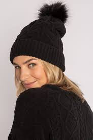 PJ Salvage - Cable Lounge Beanie / Black / Ivory / Pink Clay