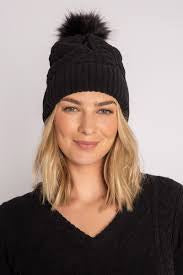 PJ Salvage - Cable Lounge Beanie / Black / Ivory / Pink Clay