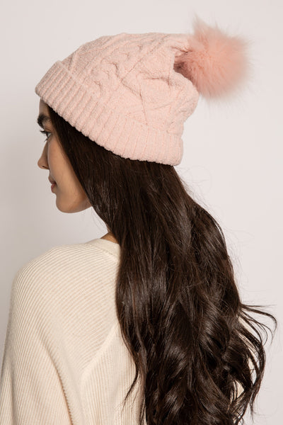 PJ Salvage - Cable Lounge Beanie / Black / Ivory / Pink Clay