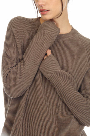 Hello Nite - Harlow Hi-Lo Crew Sweater / Dark Khaki