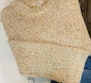 Dylan - Austin Sweater w/ Blanket Stitch Hem & Cuff /  Off White