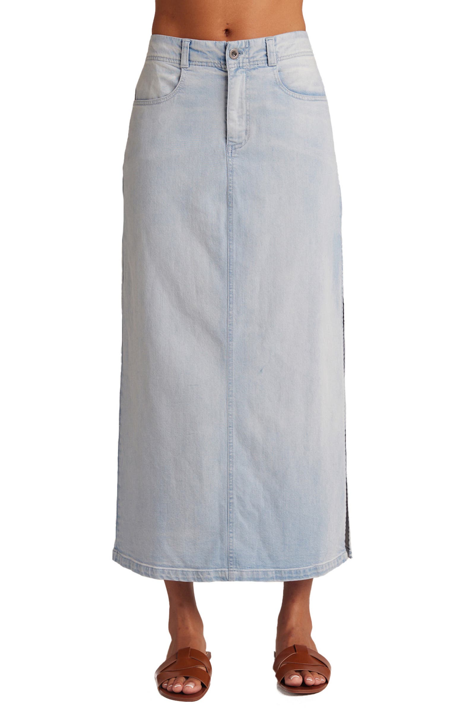 Bella Dahl - Side Slit Denim Skirt / Ocean Mist Wash