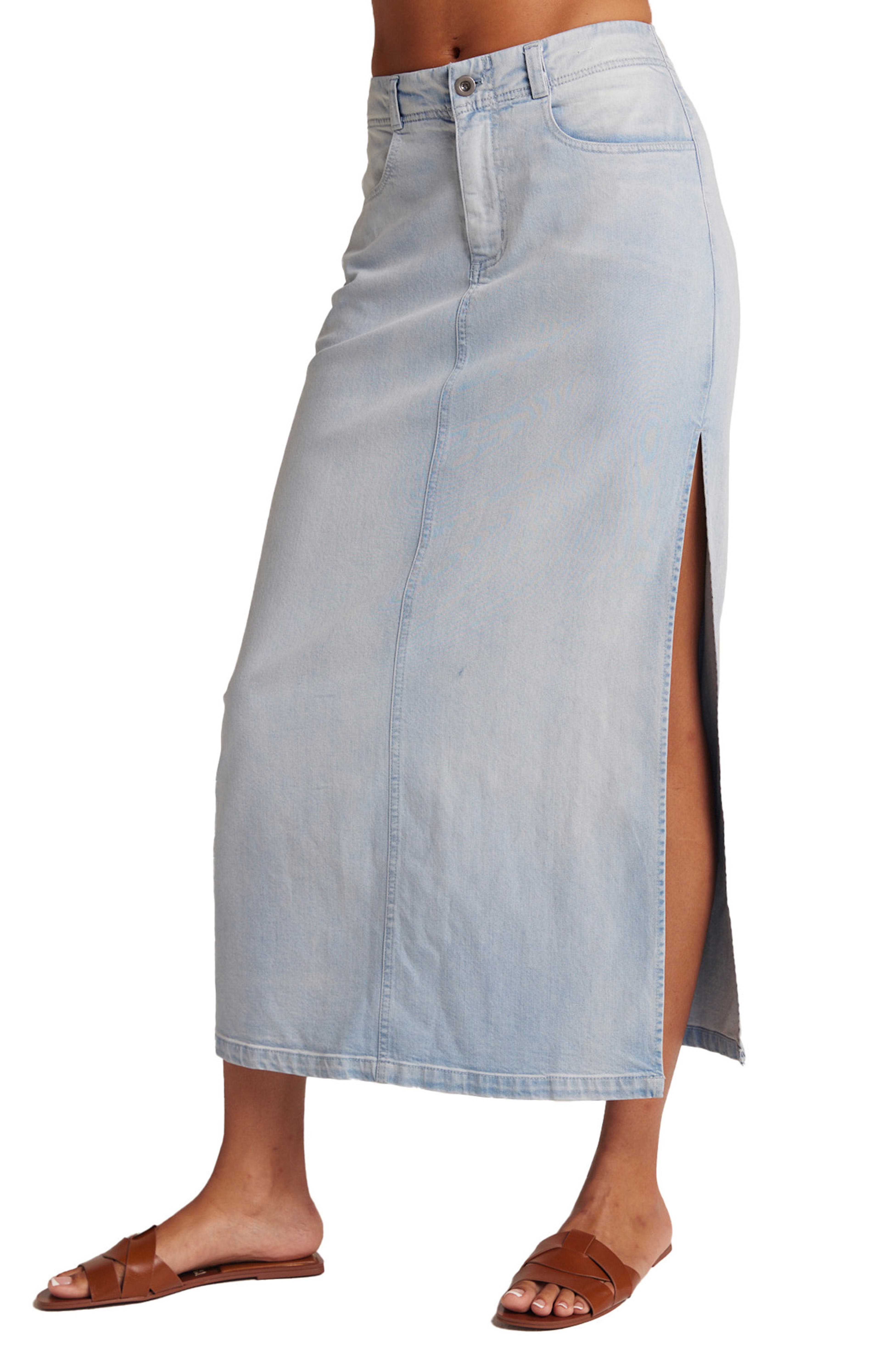 Bella Dahl - Side Slit Denim Skirt / Ocean Mist Wash / FINAL SALE