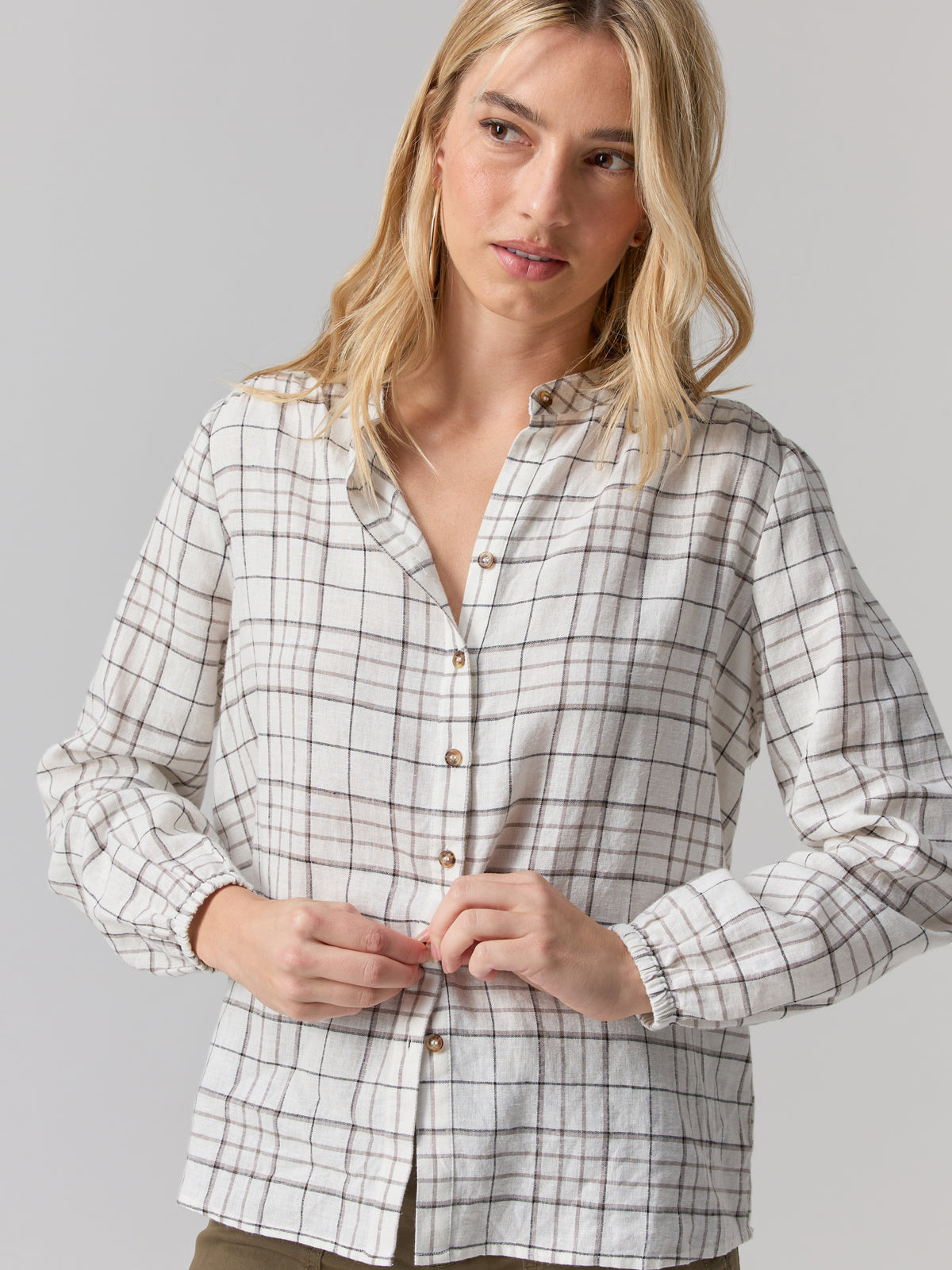 Sanctuary - As You Are Button Front Blouse / Graphic Windowpane / FINAL SALE