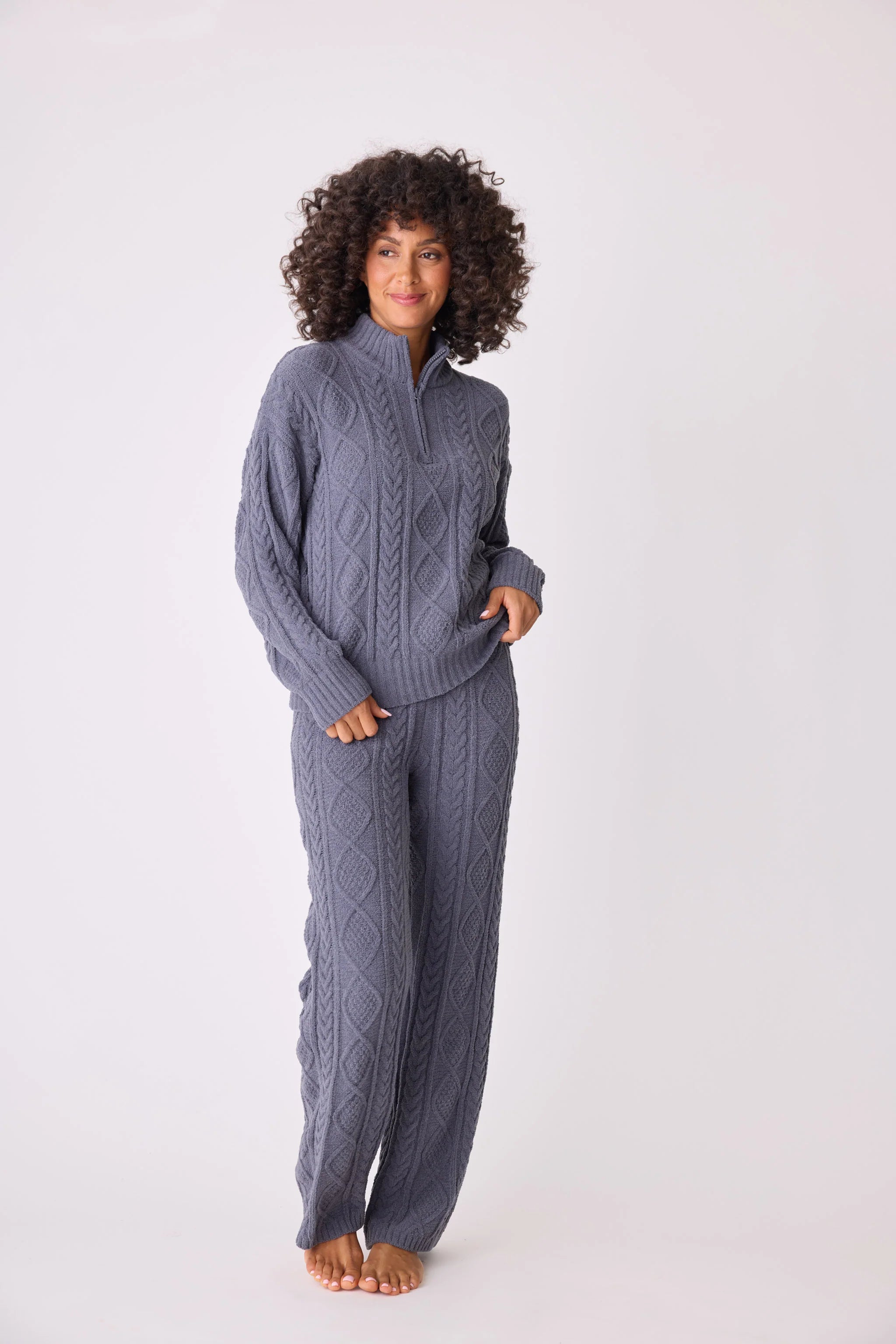 PJ Salvage - L/S Cable Crew Lounge/ Charcoal