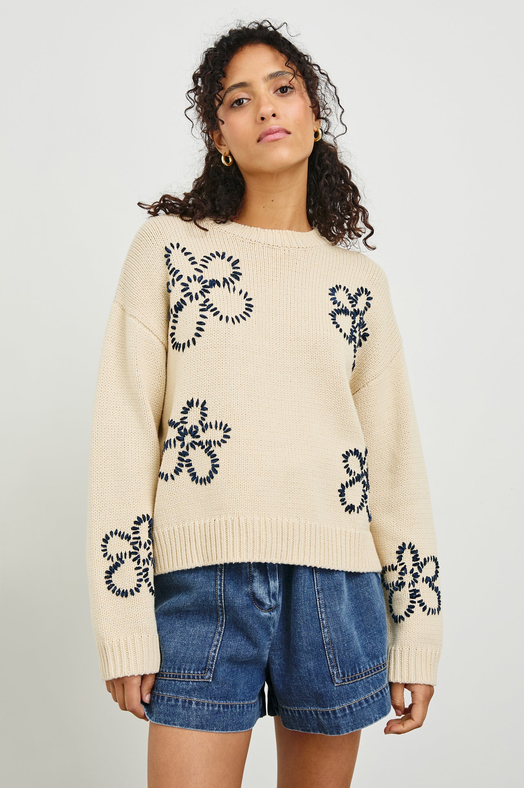 Rails - Zoey Sweater/ Ivory Navy Daises