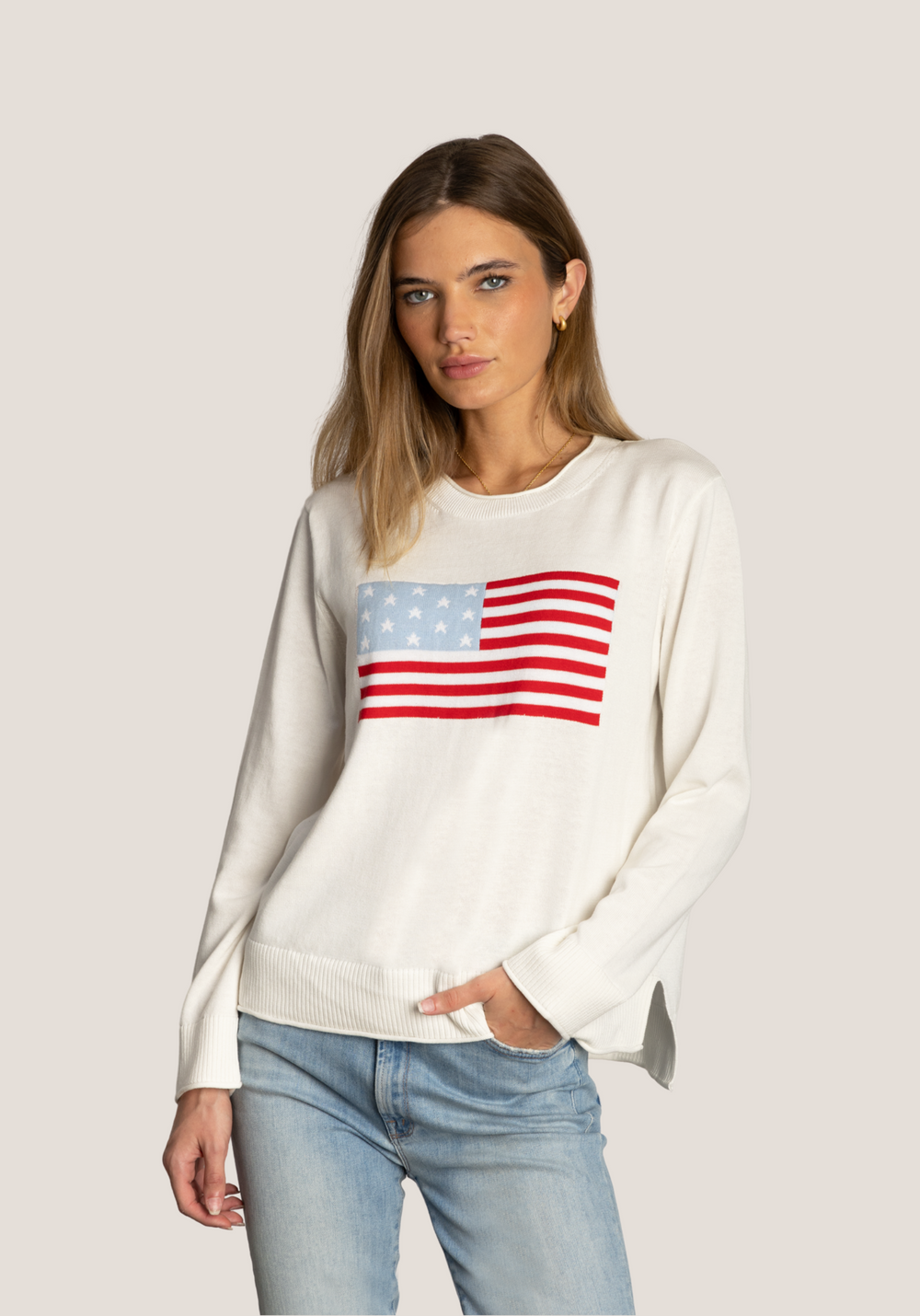 Dylan - Flag Sweater / White