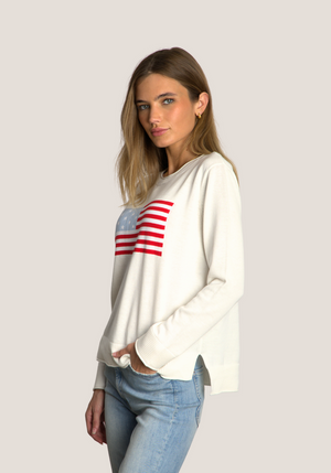 Dylan - Flag Sweater / White