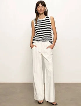 Sanctuary - Crochet Shell Sweater / Chalk/Black Stripe