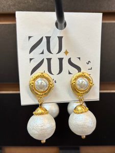 Susan Shaw - Cotton Pearl Drop Earrings