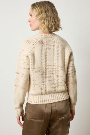 Lilla P - Open Stitch Crewneck Sweater / Eggshell Combo