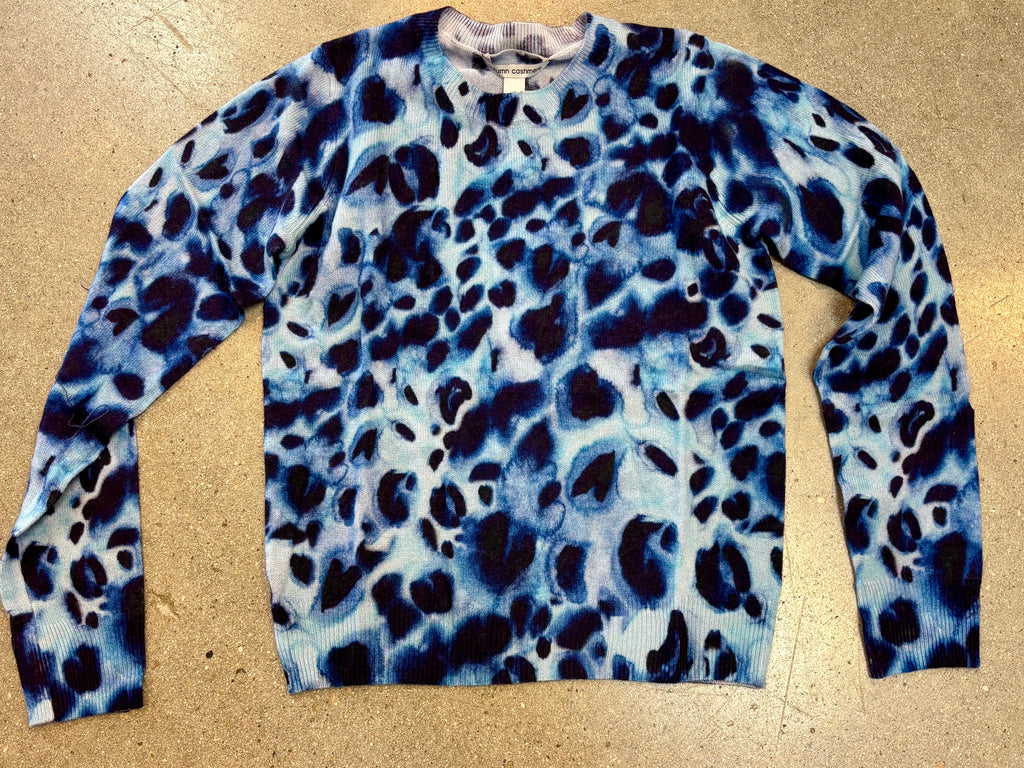 Autumn Cashmere - Watercolor Print Cheetah Crew / Ozone Combo