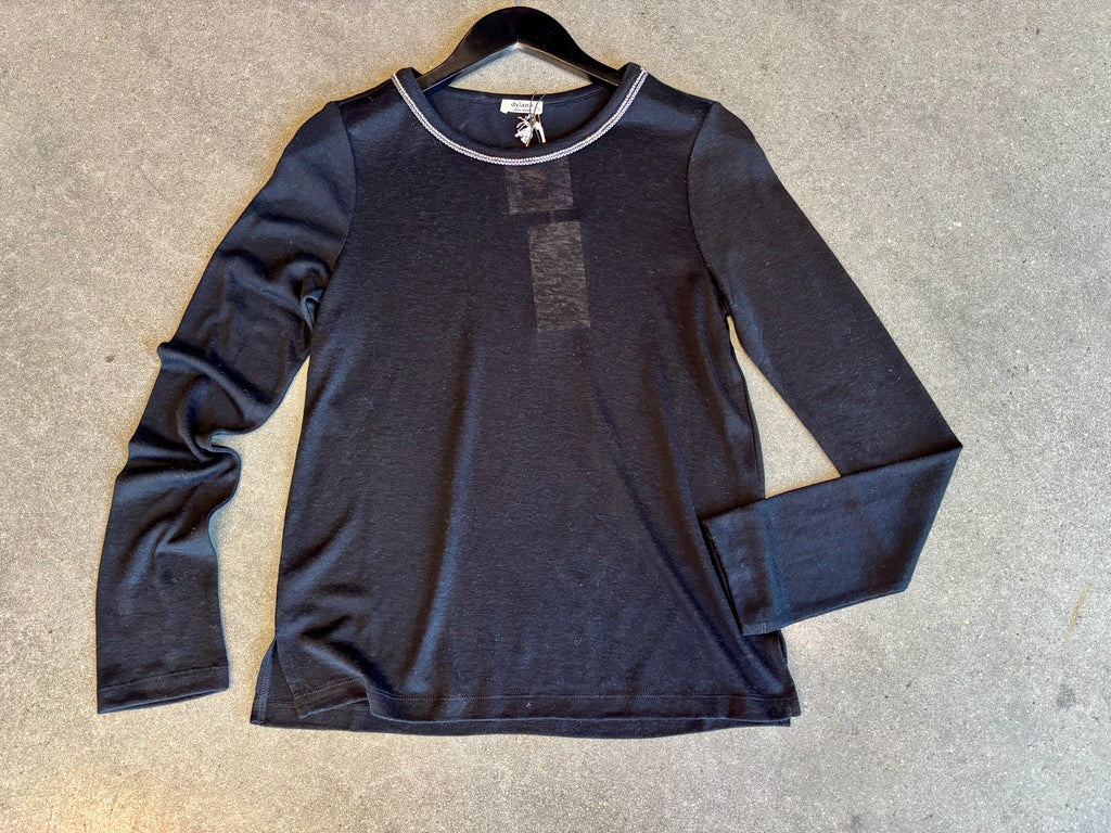 Dylan - Long Sleeve Harlow Crewneck Top / Black