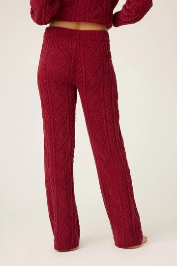 PJ Salvage - Cozy Chenille Cable Knit Pant / Port
