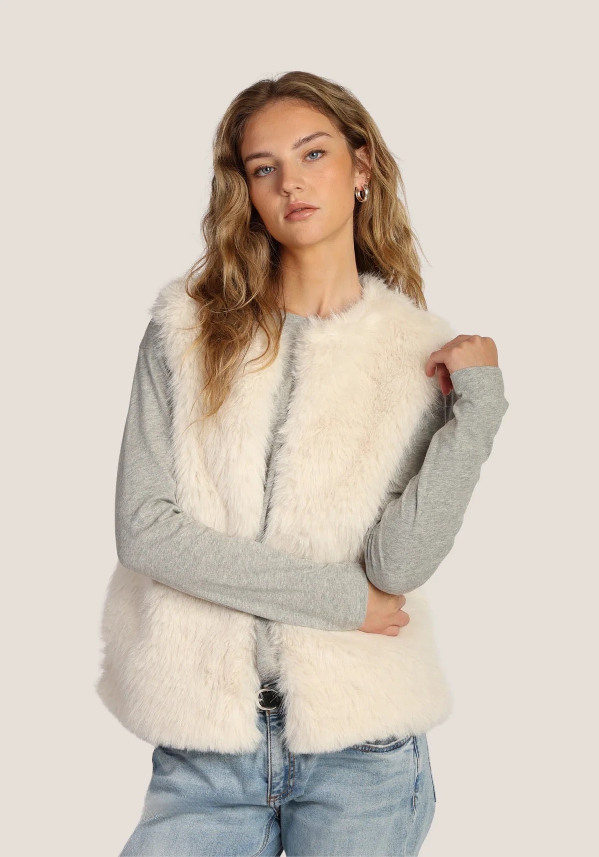Dylan - Ava Vest Faux Fur Vest / Soft White