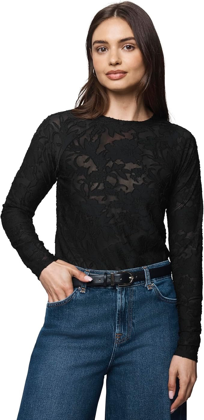 Splendid - Cecelia  Floral Long Sleeve Tee / Black