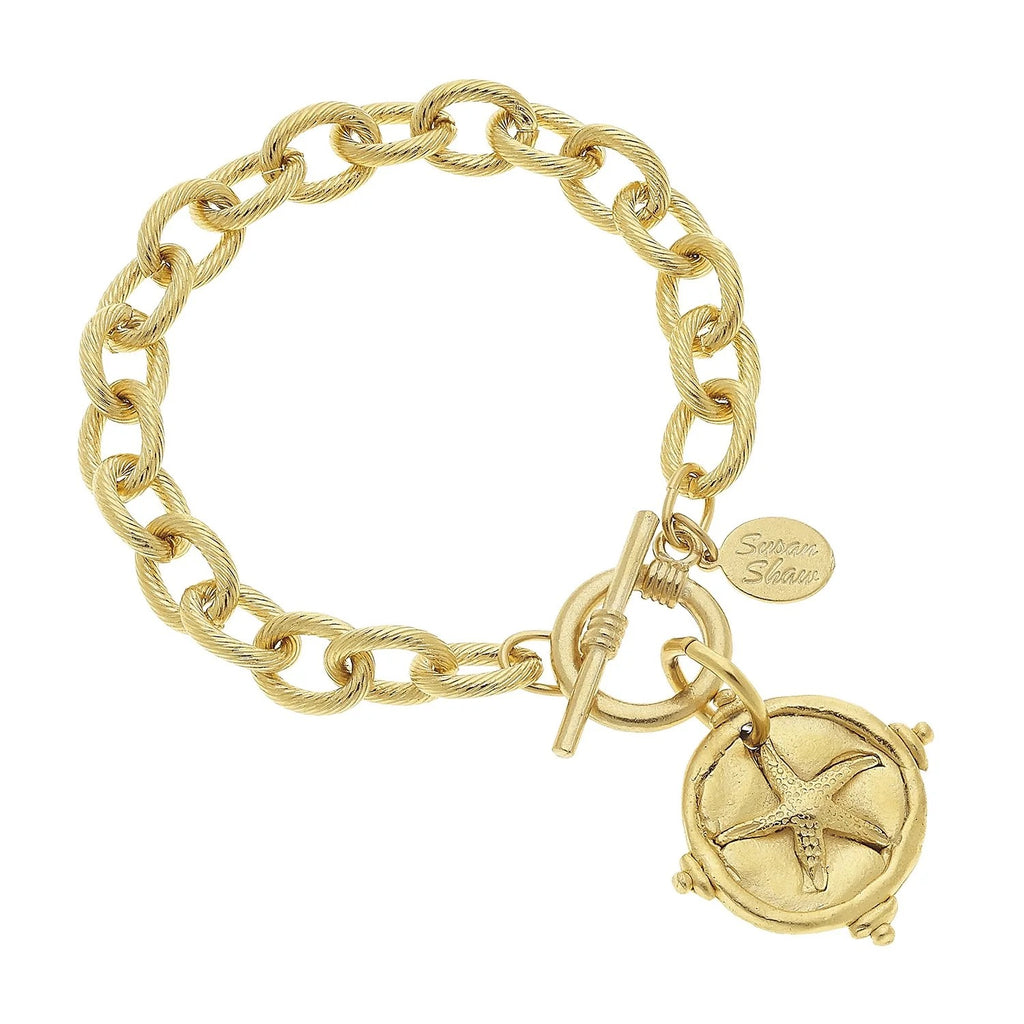 Susan Shaw - Handcast Gold Starfish Chain Bracelet