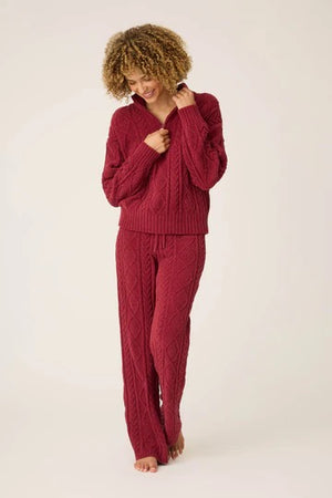 PJ Salvage - Chenille Cozy Cable Quarter Half Zip / Port