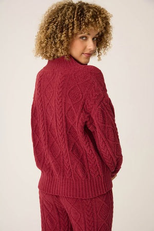 PJ Salvage - Chenille Cozy Cable Quarter Half Zip / Port