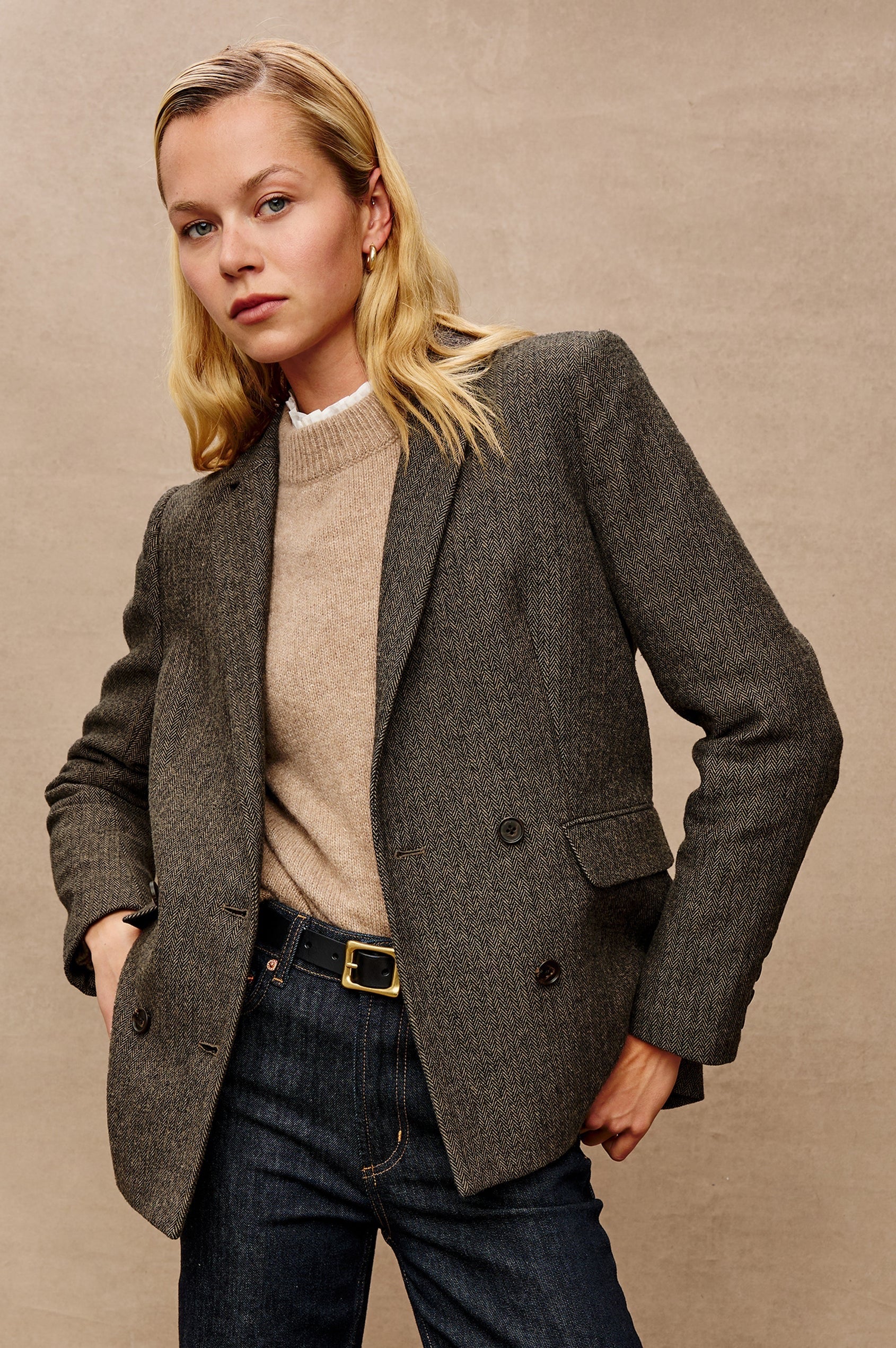 Rails - Jac Blazer / Camel and Black Herringbone