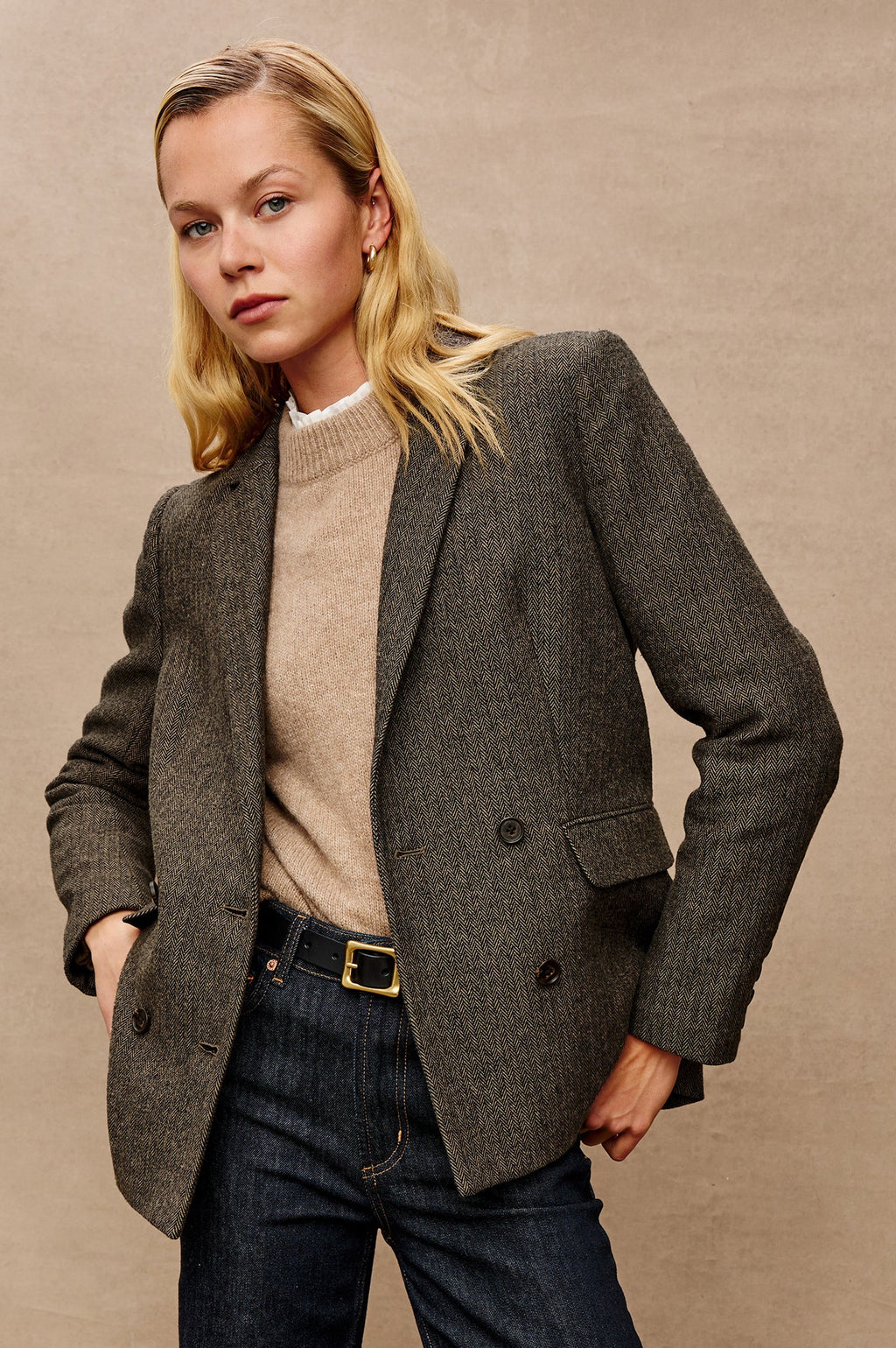 Rails - Jac Blazer / Camel and Black Herringbone