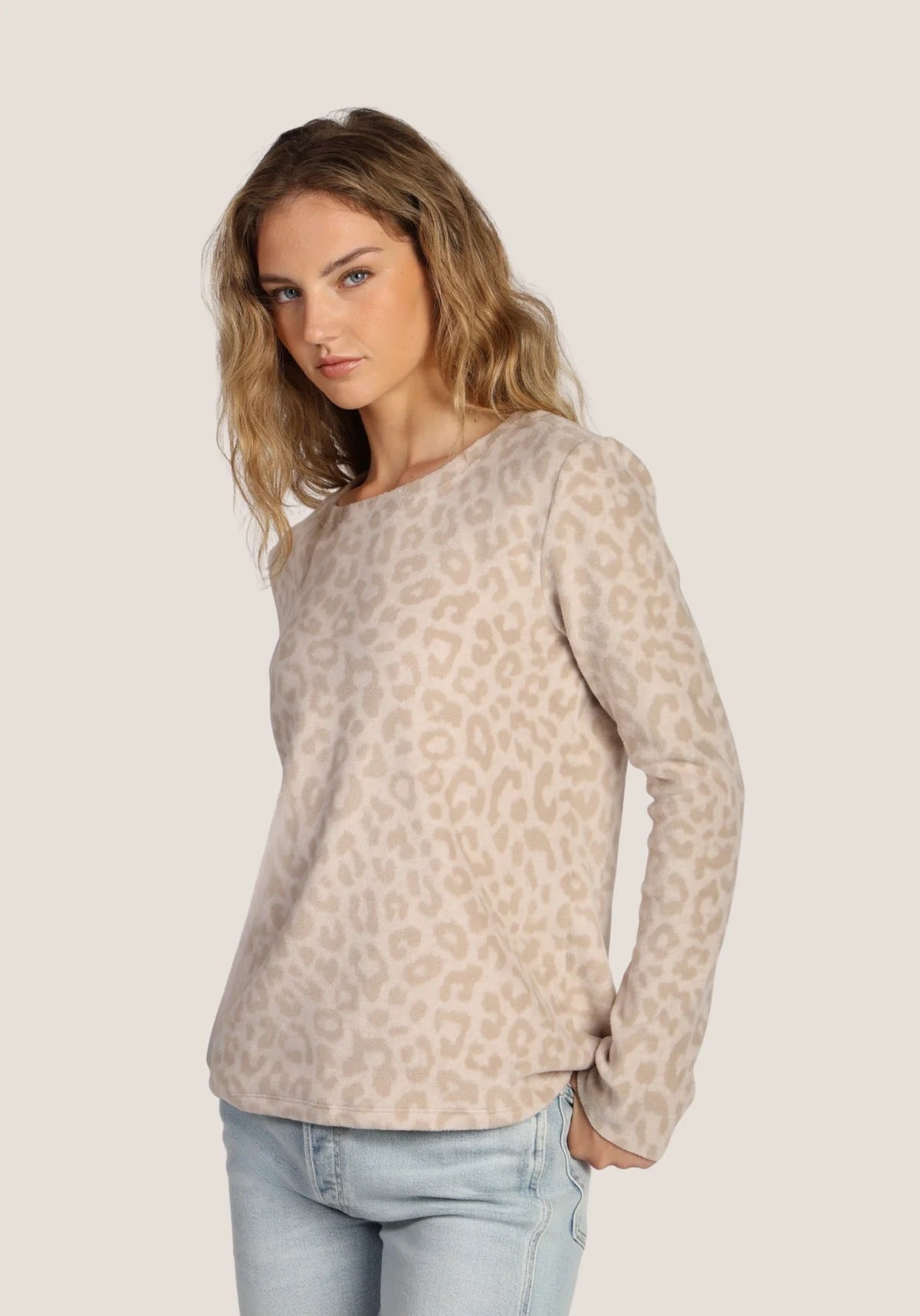 Dylan - Cloud Fleece Crewneck / Natural Cheetah