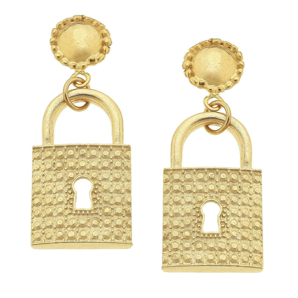 Susan Shaw - Lock Earrings / Gold