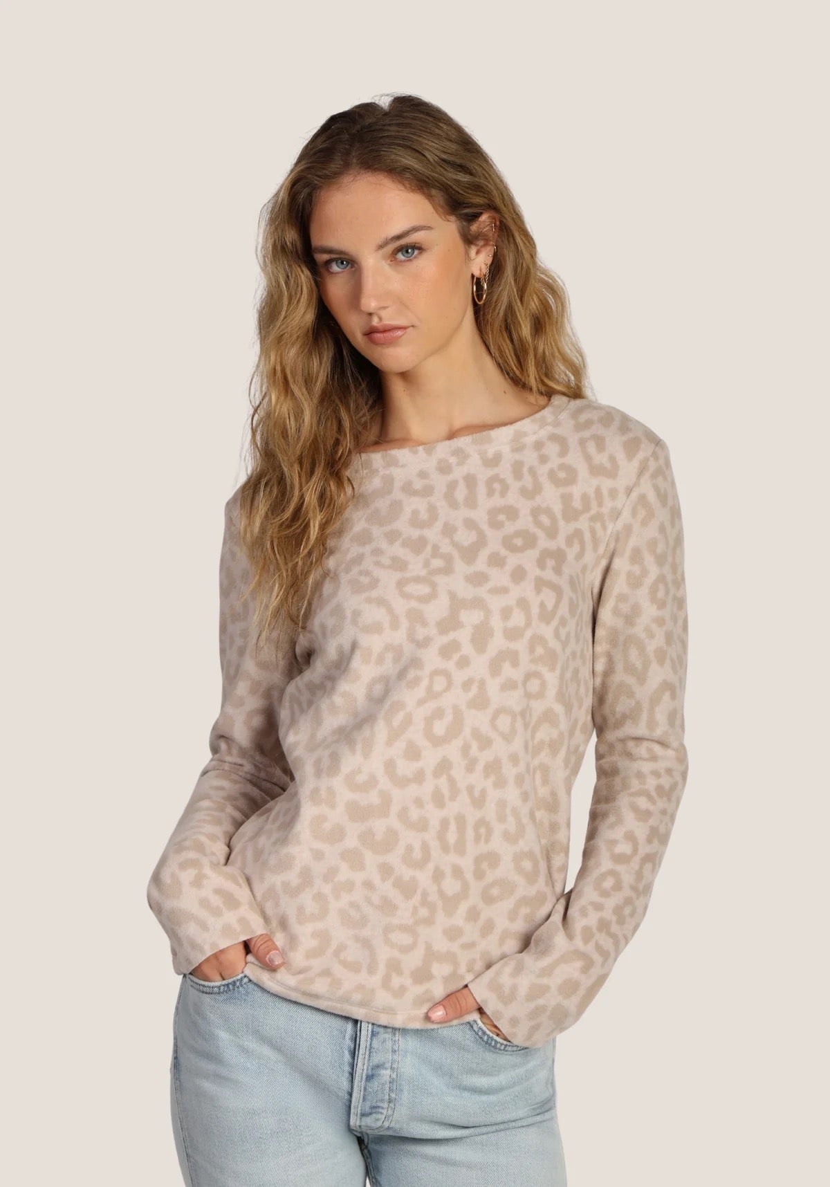 Dylan - Cloud Fleece Crewneck / Natural Cheetah