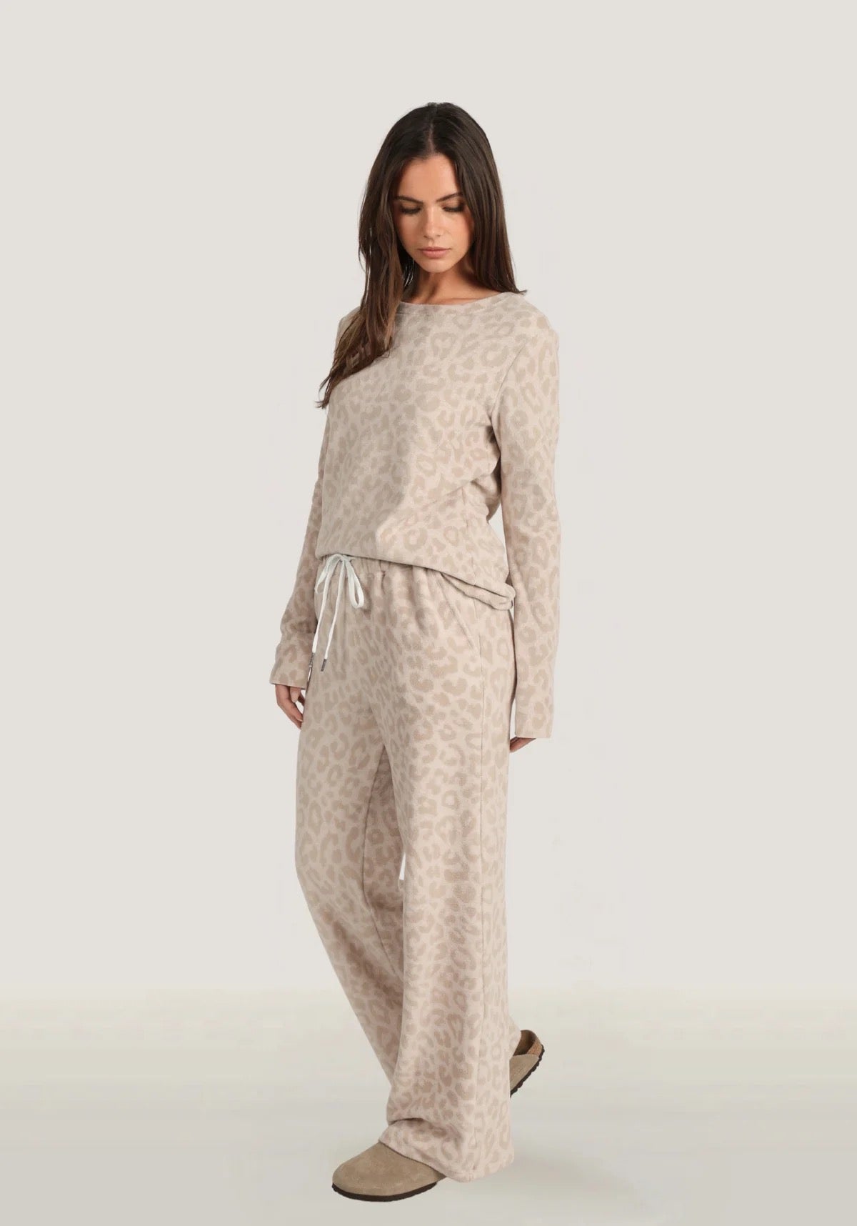 Dylan - Cloud Fleece Crewneck / Natural Cheetah