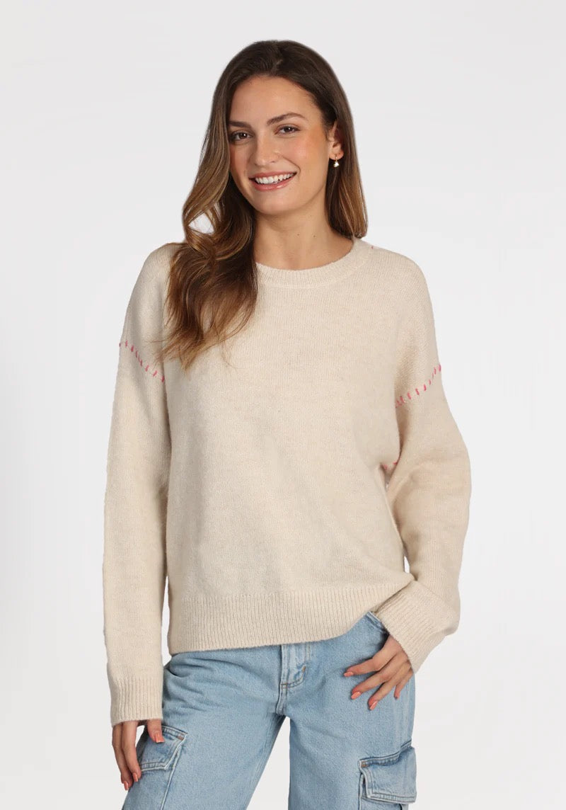 Dylan - Harper Sweater / Oat and Pink