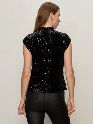 Sanctuary - Funnel Neck Sequin Top / Black