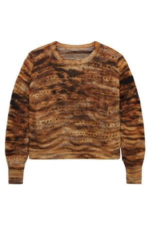 Autumn Cashmere - Animal Print Pointelle Crew / Neutral Combo