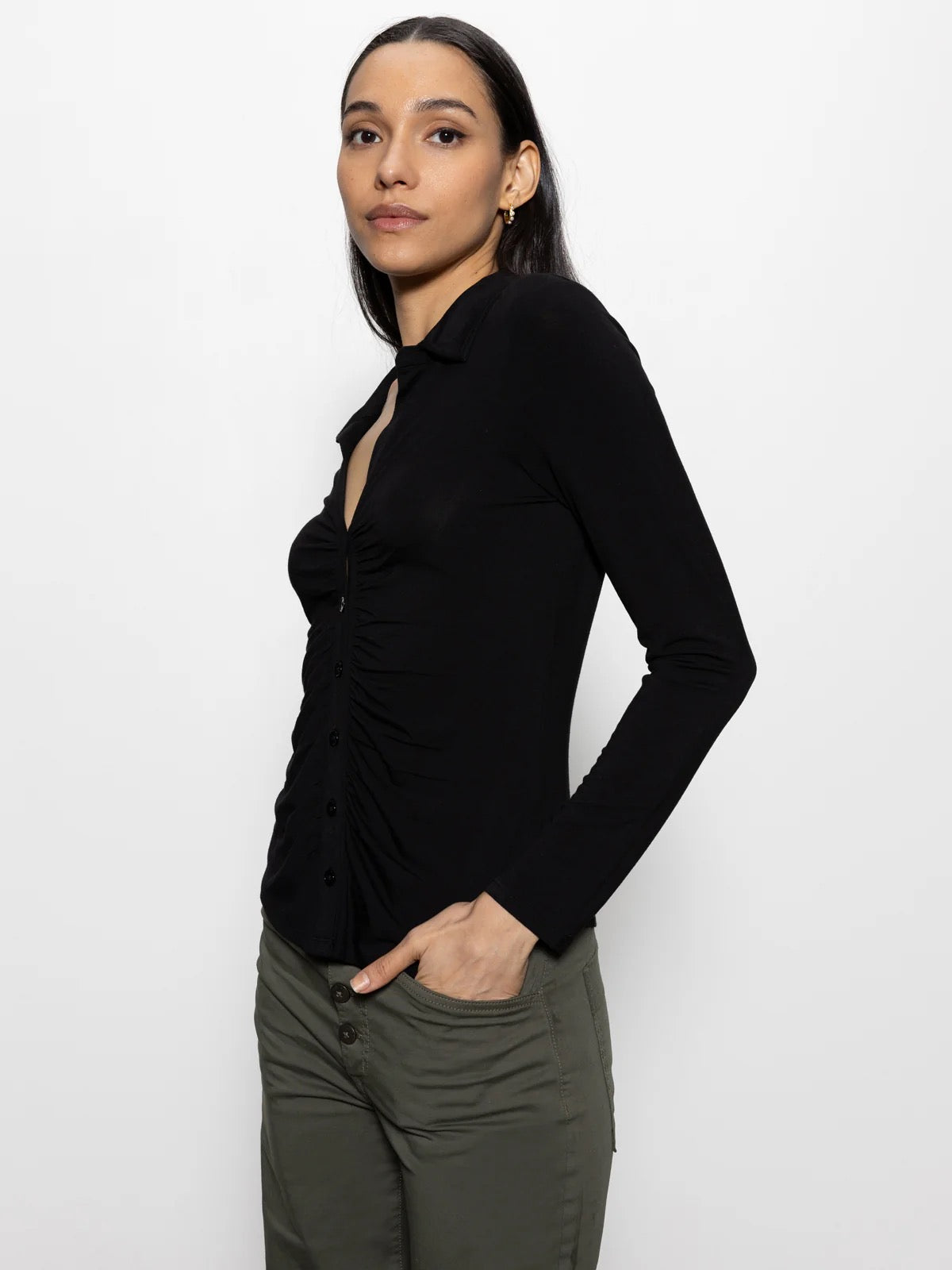 Sanctuary - Dreamgirl Lace Button Up / Black