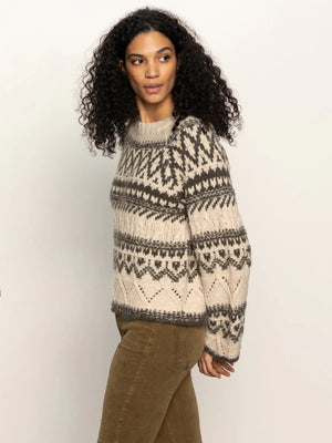 Sanctuary - Fairisle Crew Neck Sweater / Light Oak Multi