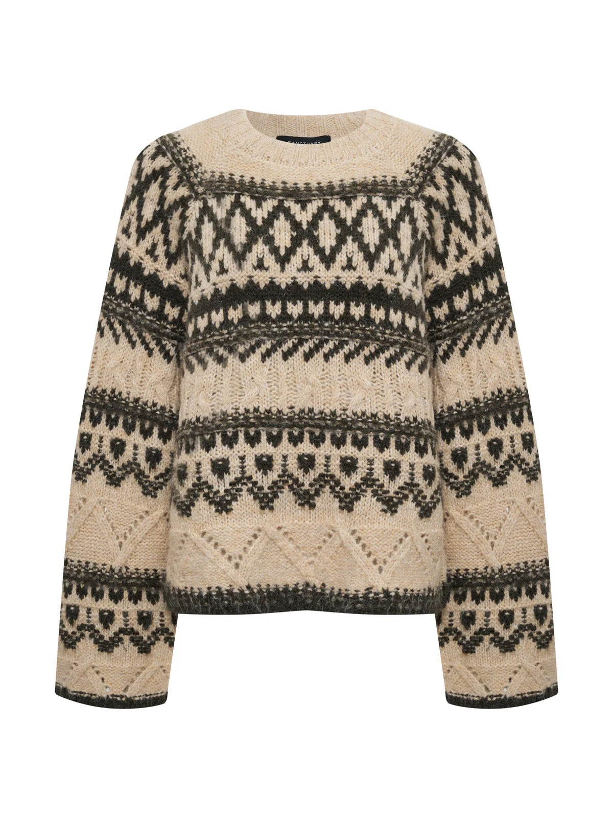 Sanctuary - Fairisle Crew Neck Sweater / Light Oak Multi