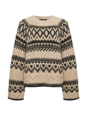 Sanctuary - Fairisle Crew Neck Sweater / Light Oak Multi
