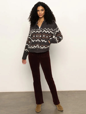 Sanctuary - Zip-up Fairisle Hoodie / Mocha