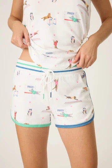 PJ Salvage -Catletics Cat Print Shorts / Ivory