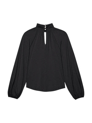 Nation - Rosalie Keyhole Blouse / Jet Black